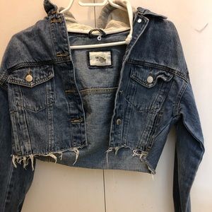 Forever 21 hooded cropped denim jacket